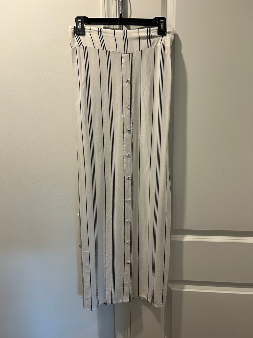 Boys + Arrows Cream Maxi Skirt with Black Vertical Stripes